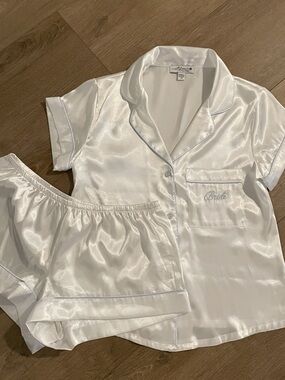 In Bloom by Jonquil Bride White Satin Pajamas Set - Small